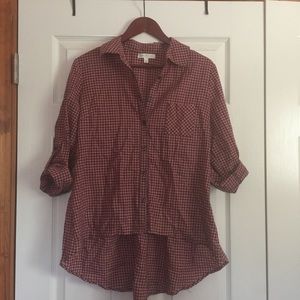 Peplum/high low plaid shirt